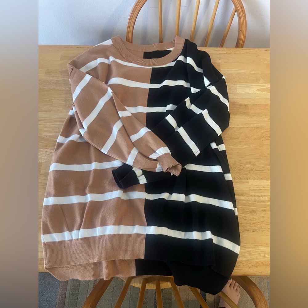 Tan and black striped sweater